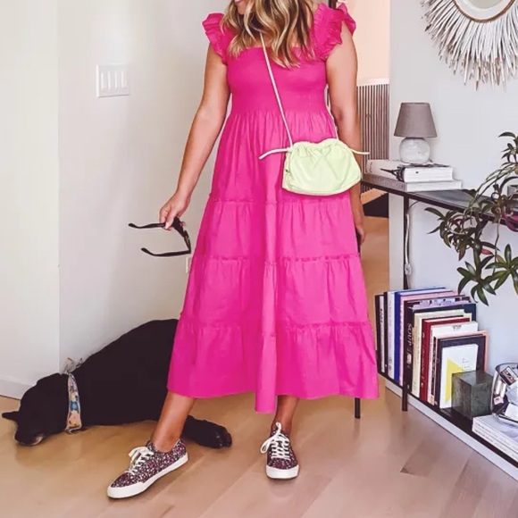 NWT Hill House Ellie Smocked Nap Dress in Lipstick Pink sz XXL - Picture 3 of 12